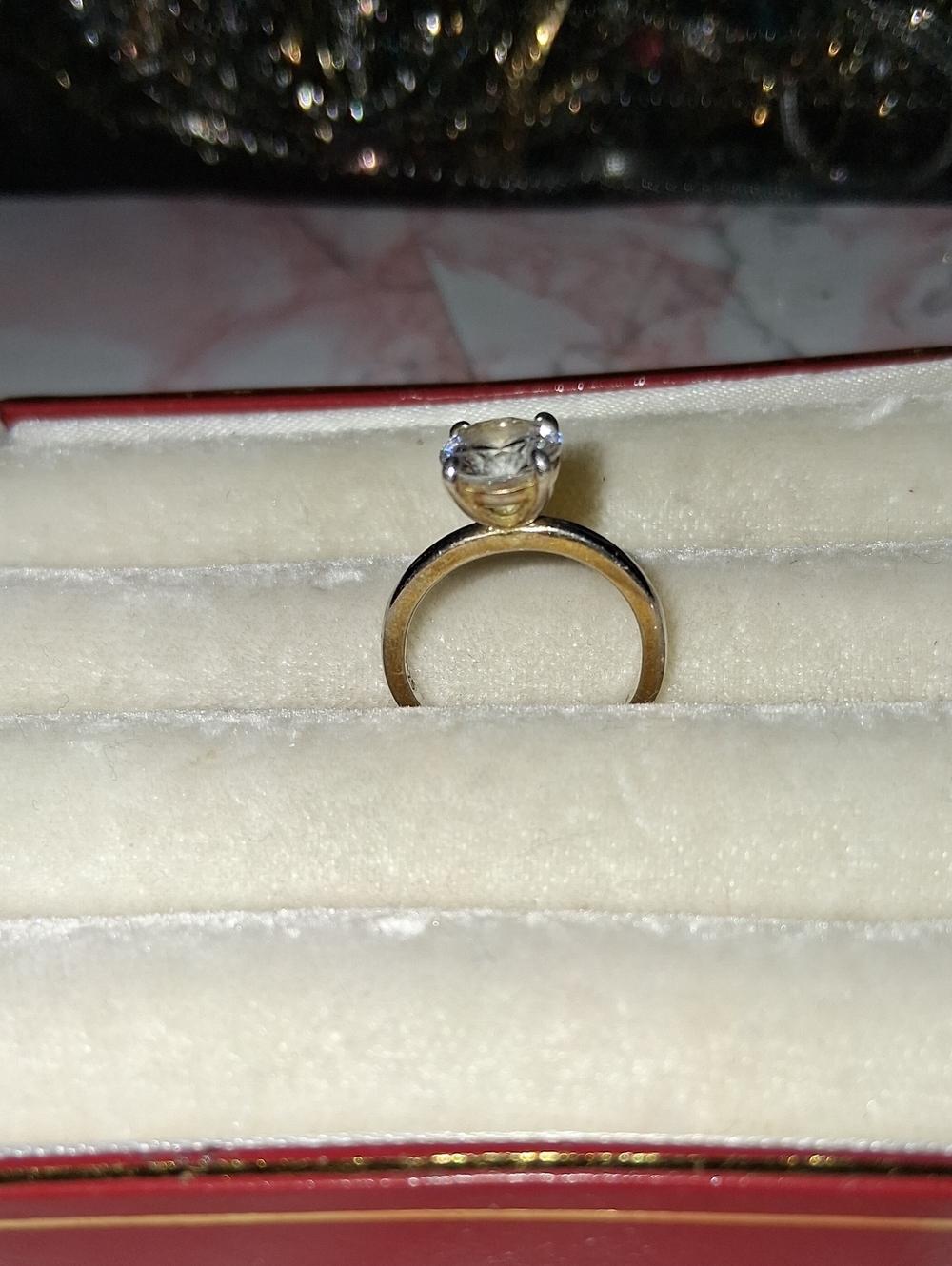 Classic Gold Solitaire Ring with Clear Stone S925